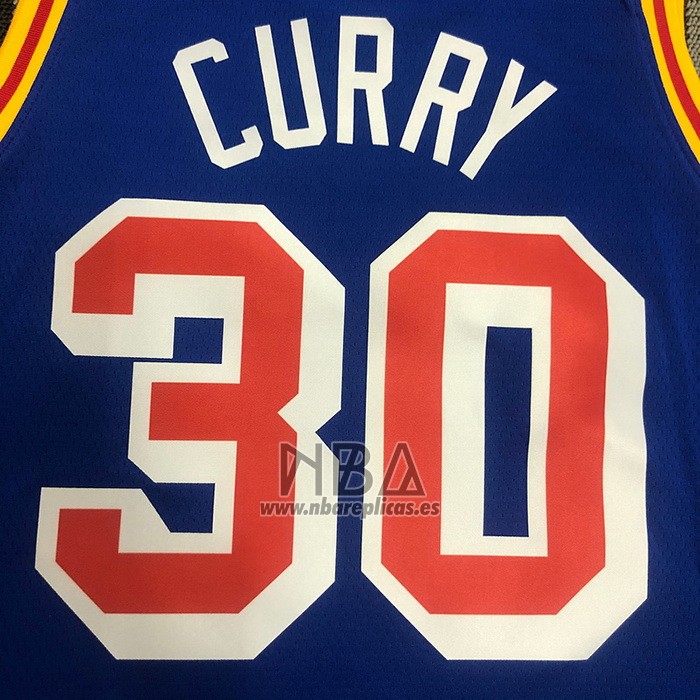 Camiseta Golden State Warriors Stephen Curry NO 30 75th Anniversary Azul